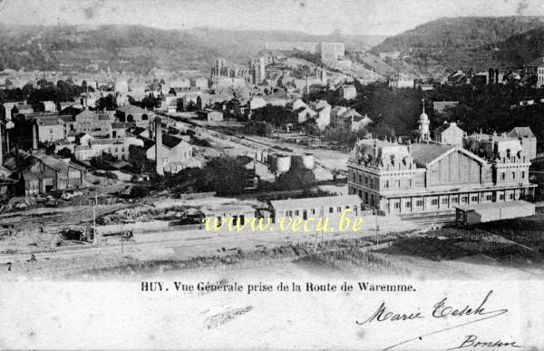 ancienne carte postale de Huy Vue générale prise de la route de Waremme.