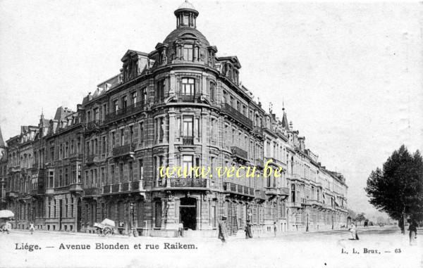 postkaart van Luik Avenue Blonden et rue Raikem