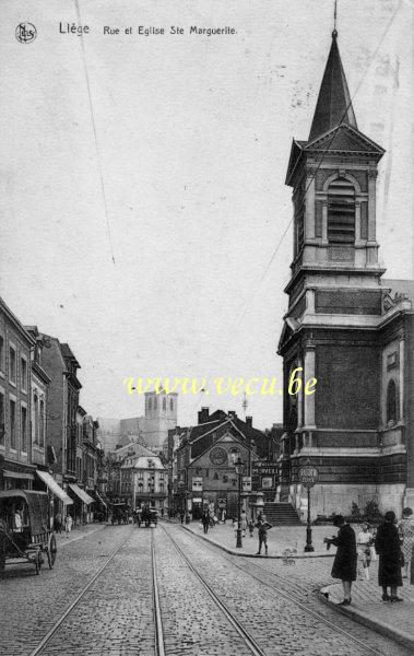 postkaart van Luik Rue et église Sainte Marguerite