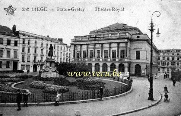postkaart van Luik Statue Grétry  et Théatre Royal