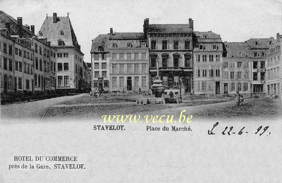postkaart van Stavelot Place du Marché - Hôtel du Commerce