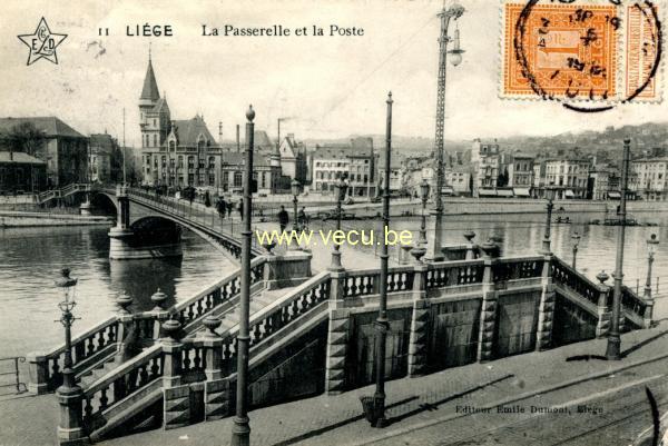 postkaart van Luik La passerelle et la poste