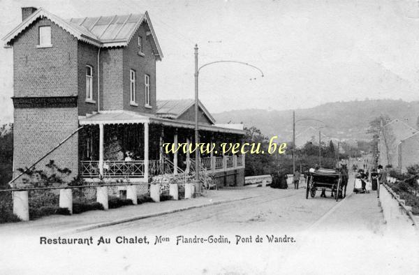 ancienne carte postale de Wandre Restaurant Au Châlet. Maison Flandres Godin. Pont de Wandre