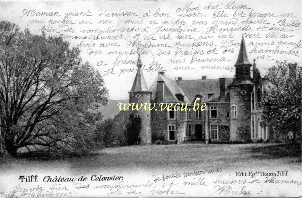 ancienne carte postale de Tilff Château de Colonster