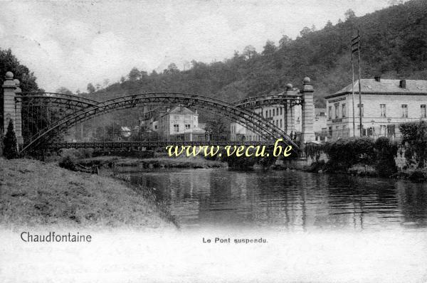 ancienne carte postale de Chaudfontaine Le pont suspendu