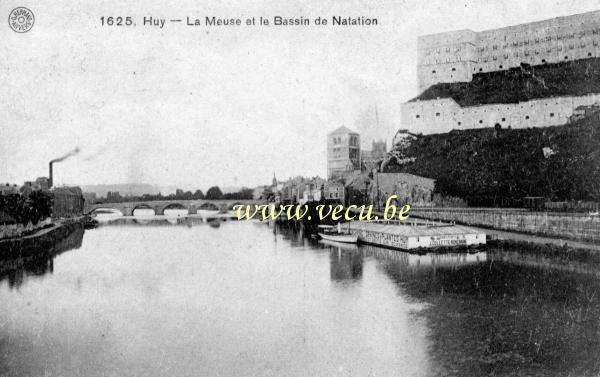 postkaart van Hoei La Meuse et le bassin de natation