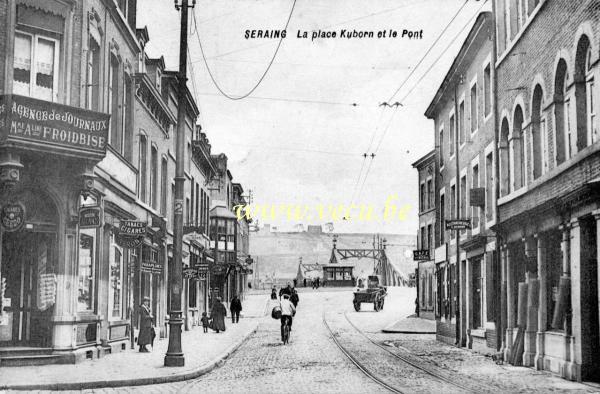 ancienne carte postale de Seraing La place Kuborn et le pont