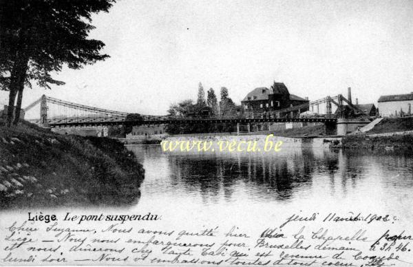 postkaart van Luik Le pont suspendu