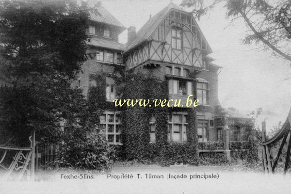 ancienne carte postale de Fexhe-Slins Propriété T. Tilman (façade principale)