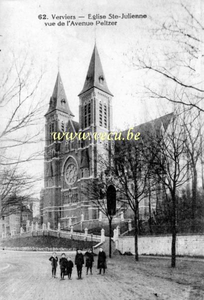 postkaart van Verviers Eglise Ste - Julienne vue de l'avenue Peltzer