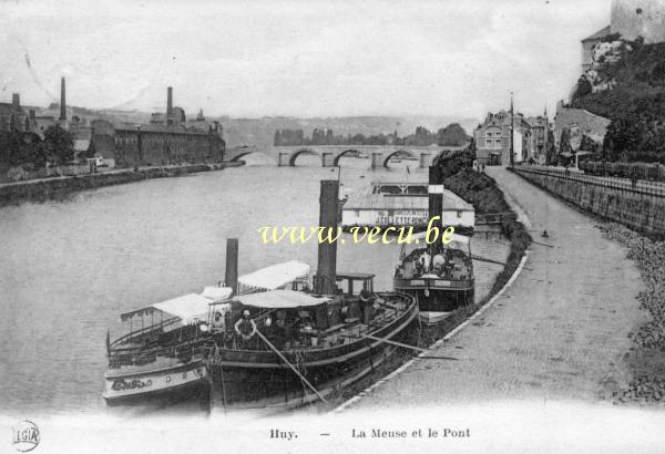 postkaart van Hoei La Meuse et le pont