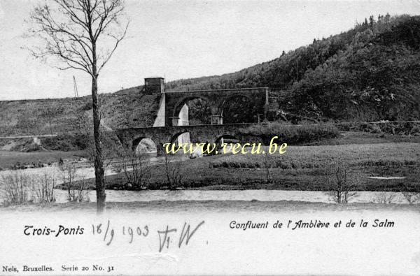 postkaart van Trois-Ponts Confluent de l'Amblève et de la Salm