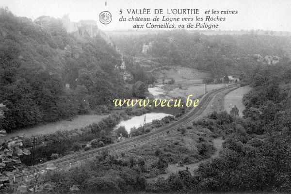 postkaart van Palogne Les ruines du château de Logne vers les roches aux corneilles, vu de Palogne