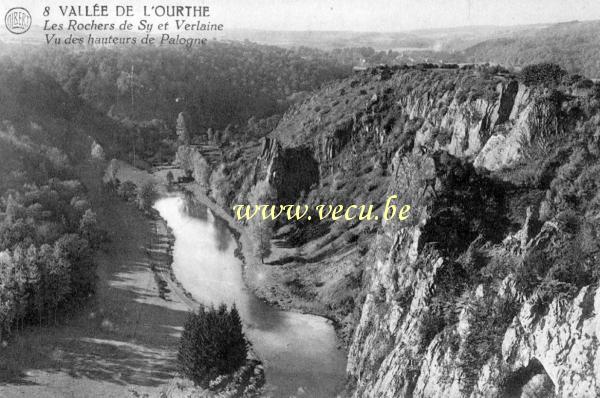 ancienne carte postale de Palogne Les rochers de Sy et Verlaine vu des hauteurs de Palogne