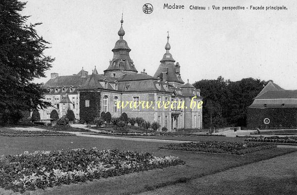 ancienne carte postale de Modave Château : Vues perspective - Façade prinicpale