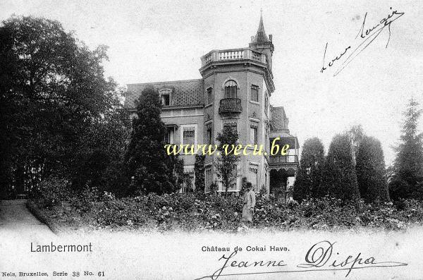 ancienne carte postale de Lambermont Château de Cokai Have