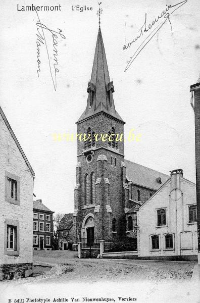ancienne carte postale de Lambermont L'église