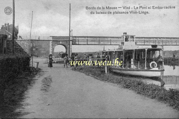 postkaart van Wezet Bords de la Meuse - Le pont et embarcadère du bateau de plaisance Visé - Liège
