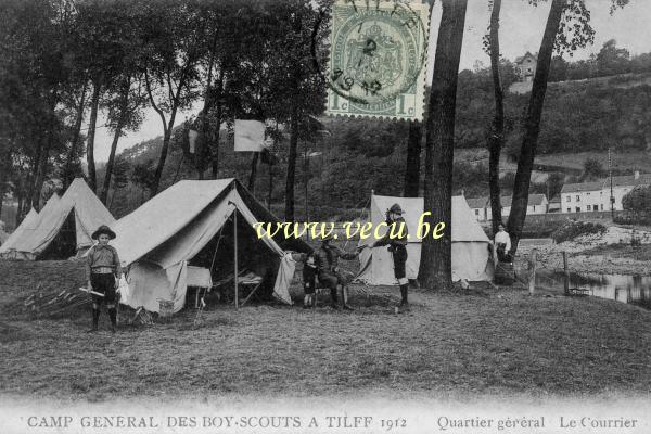 postkaart van Tilff Camp général des Boy-Scout. Quartier général. Le courrier