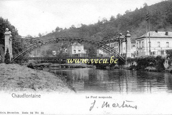 ancienne carte postale de Chaudfontaine Le Pont suspendu