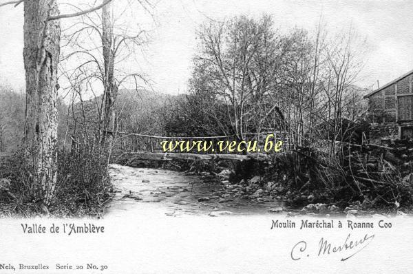 ancienne carte postale de Coo Vallée de l'Amblève - Moulin Maréchal à Roanne Coo