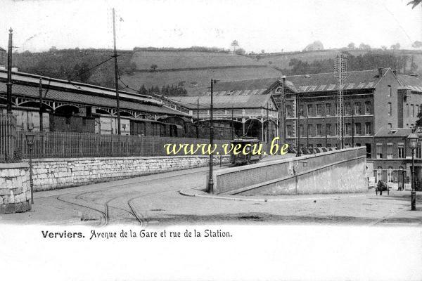 postkaart van Verviers Avenue de la Gare et rue de la Station
