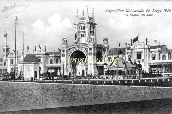 postkaart van Luik Exposition universelle de Liège 1905 -La Façade des Halls