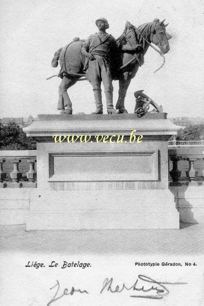 postkaart van Luik Statue Le Batelage ou Le Cheval de Halage (Les Terrasses)