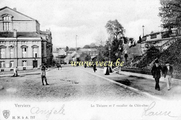 postkaart van Verviers Le Théatre et l'escaalier du Chic-chac