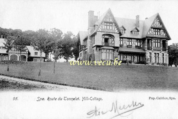 ancienne carte postale de Spa Route du Tonnelet. Hill-Cottage