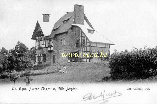 ancienne carte postale de Spa Avenue Clémentine, Villa Ampère