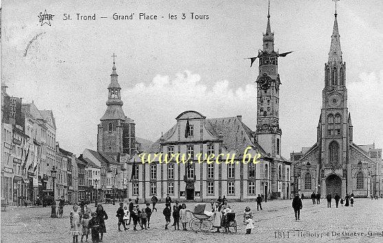 ancienne carte postale de Saint-Trond Grand'Place - les 3 Tours