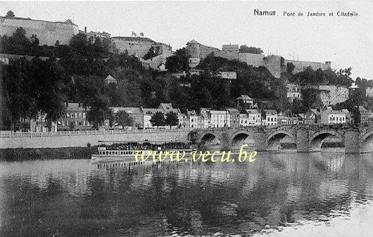 ancienne carte postale de Namur Pont de Jambes et Citadelle