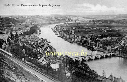 ancienne carte postale de Namur Panorama vers le pont de Jambes
