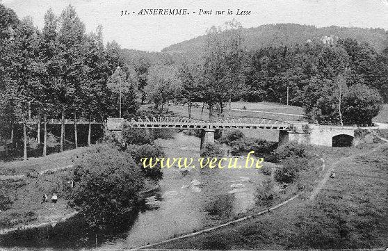 ancienne carte postale de Anseremme Pont sur la Lesse