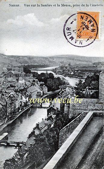 ancienne carte postale de Namur Vue sur la Sambre et la Meuse, prise de la Citadelle