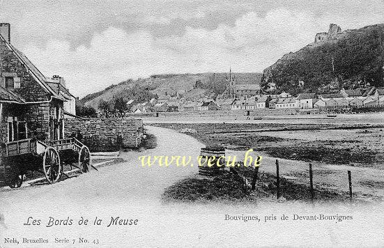 postkaart van Bouvignes Les bords de la Meuse pris de Devant-Bouvignes