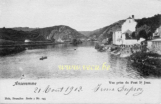 ancienne carte postale de Anseremme Vue prise du Pont St Jean