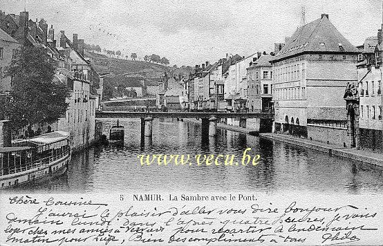ancienne carte postale de Namur La Sambre avec le Pont