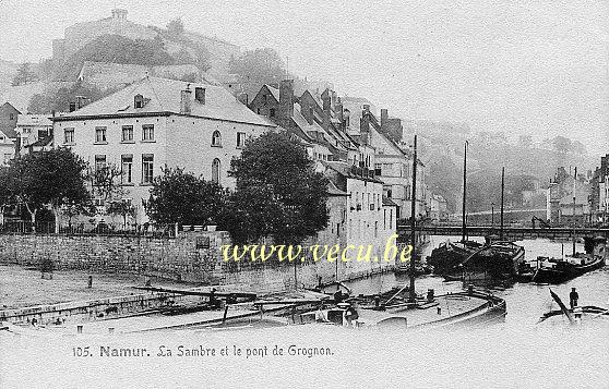 ancienne carte postale de Namur La sambre et le Pont de Grognon