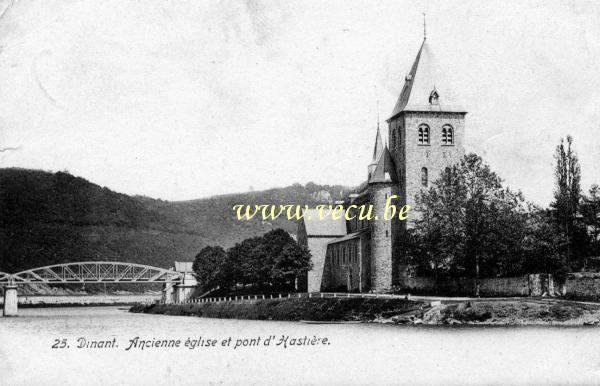 ancienne carte postale de Hastière Ancienne église et pont d'Hastière
