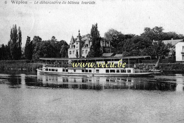 ancienne carte postale de Wépion Le débarcadère du bateau touriste