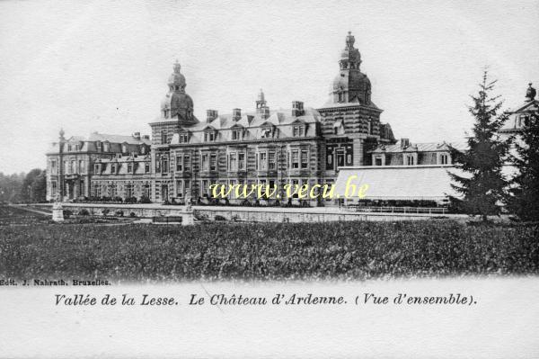 postkaart van Houyet Vallée de la Lesse.  Le Château d'Ardenne  (fin 19ème, incendié en 1968, démoli en 1970)