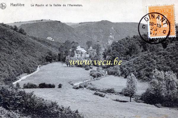 ancienne carte postale de Hastière Le Moulin et la vallée de l'Hermeton