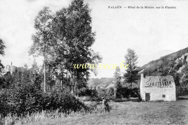 ancienne carte postale de Falaën Hôtel de la Misère, sur le Flavion