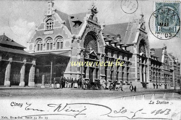 ancienne carte postale de Ciney La Station