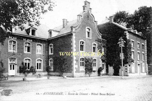 ancienne carte postale de Anseremme Route de Dinant - Hôtel Beau-Séjour