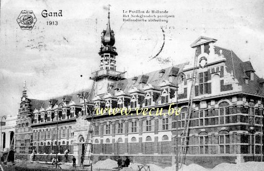 ancienne carte postale de Gand Le pavillon hollandais - exposition universelle de Gand