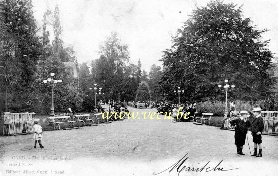 ancienne carte postale de Gand Casino - Les jardins