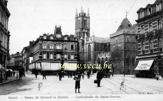 ancienne carte postale de Gand Steen de Gérard le Diable - cathédrale Saint Bavon